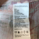 Zimmermann Kaleidoscope Tuxedo Frill Mini Dress Light Pink Floral Print Size 2