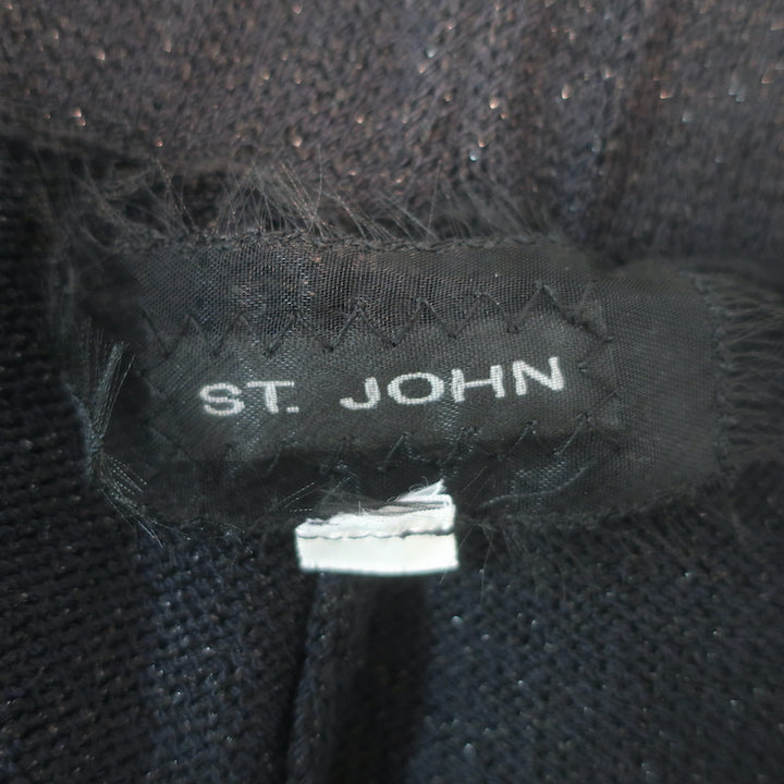 St. John Metallic Santana Knit Pull-On Pants Black Size Small