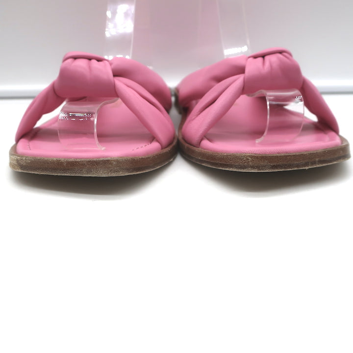 Stuart Weitzman Playa Knotted Slide Sandals Pink Leather Size 10