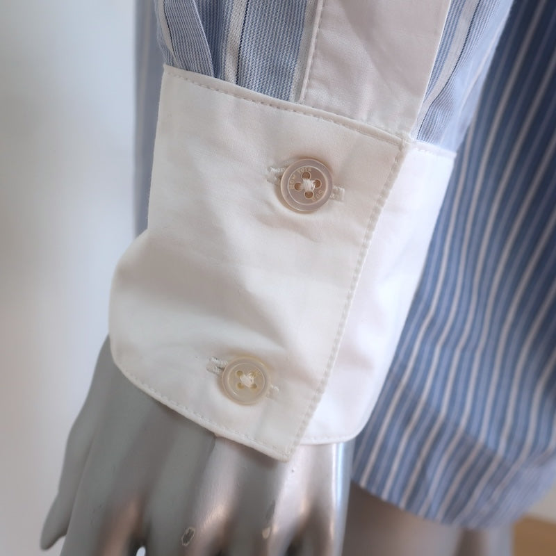 SEA Helmi Striped Hooded Button Down Shirt Blue/White Size Extra Extra Small
