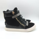 Giuseppe Zanotti Coby Crystal-Strap High Top Sneakers Black Suede Size 42 NEW