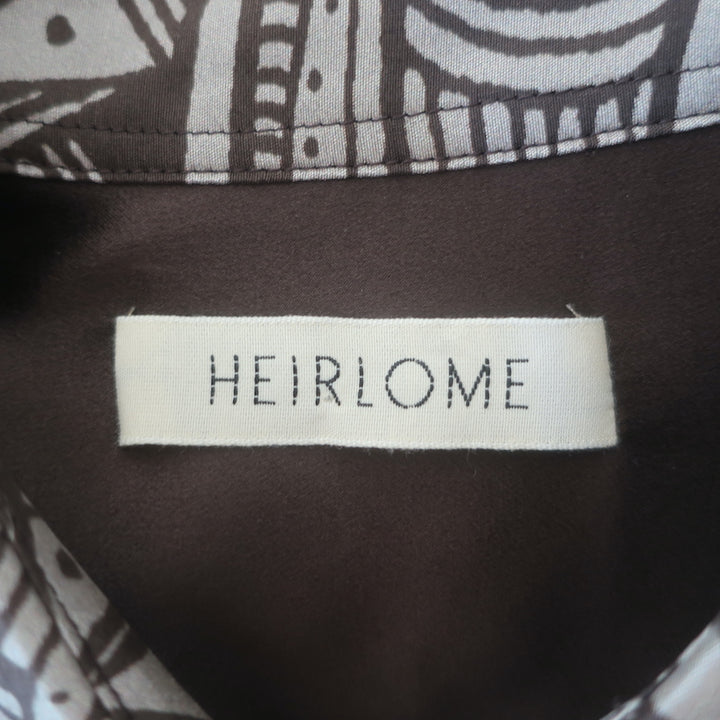 Heirlome Oversized Button Down Blouse Brown Jyma Print Silk Size Extra Small
