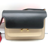 Marni Trunk Mini Tricolor Crossbody Bag Ecru/Black/Red Leather