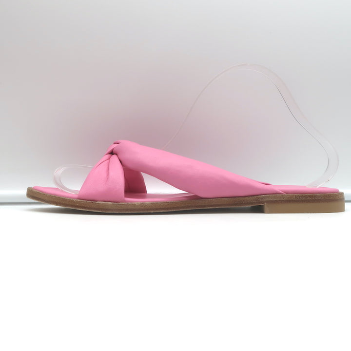 Stuart Weitzman Playa Knotted Slide Sandals Pink Leather Size 10