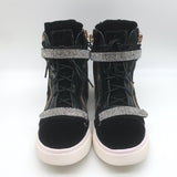 Giuseppe Zanotti Coby Crystal-Strap High Top Sneakers Black Suede Size 42 NEW