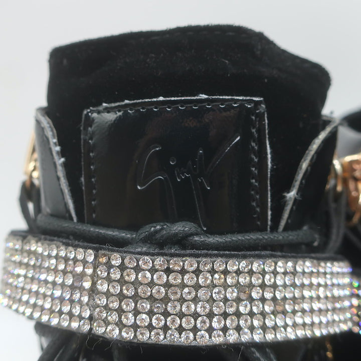 Giuseppe Zanotti Coby Crystal-Strap High Top Sneakers Black Suede Size 42 NEW
