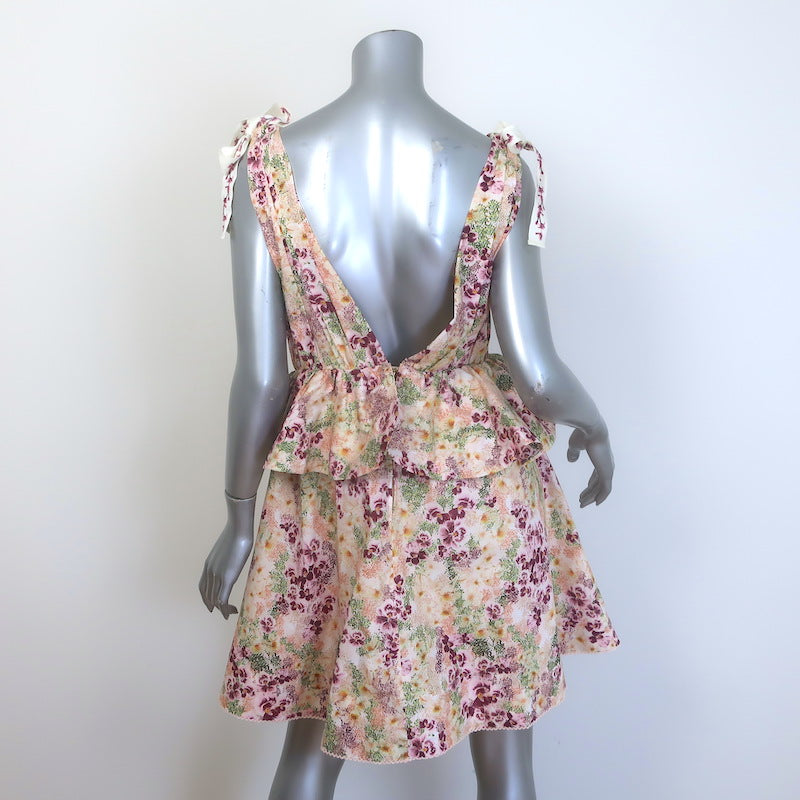 Agua by Agua Bendita Infinito Ruffled Mini Dress Floral Print Cotton Size Small