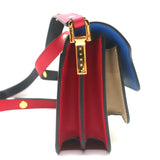 Marni Trunk Mini Tricolor Crossbody Bag Ecru/Black/Red Leather
