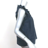 Ulla Johnson Ruffle Tank Top Navy Embroidered Cotton Size 0 Sleeveless Blouse