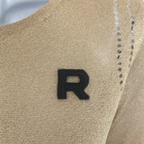 Rochas Metallic Knit Crewneck Sweater Gold Size 44
