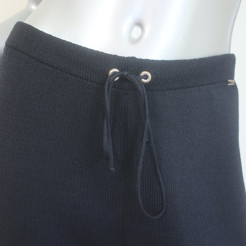 St. John Sport Wide Leg Cropped Drawstring Pants Black Santana Knit Size Small