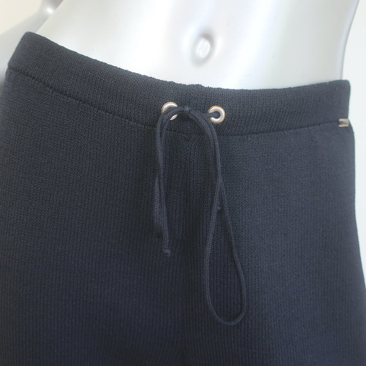 St. John Sport Wide Leg Cropped Drawstring Pants Black Santana Knit Size Small