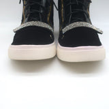Giuseppe Zanotti Coby Crystal-Strap High Top Sneakers Black Suede Size 42 NEW