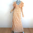 Doen Long Sleeve Ruffled Maxi Dress Light Yellow Floral Print Crepe Size Large