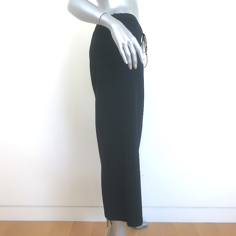 St. John Sport Wide Leg Cropped Drawstring Pants Black Santana Knit Size Small