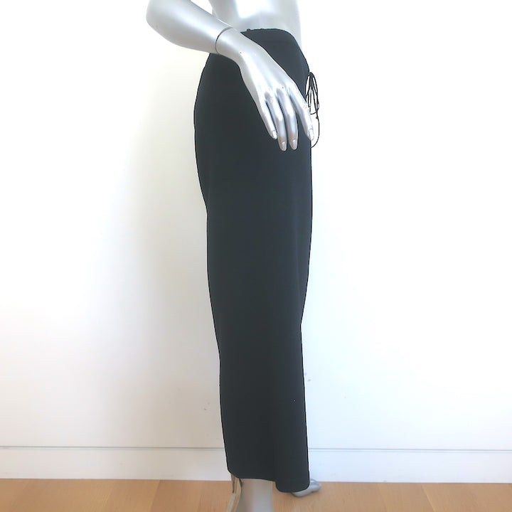 St. John Sport Wide Leg Cropped Drawstring Pants Black Santana Knit Size Small