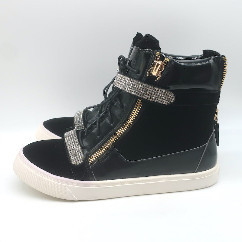 Giuseppe Zanotti Coby Crystal-Strap High Top Sneakers Black Suede Size 42 NEW