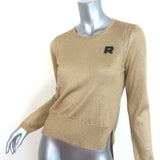 Rochas Metallic Knit Crewneck Sweater Gold Size 44