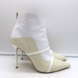 Malone Souliers Madison Ankle Boots Cream Leather Size 41 Pointed Toe Booties