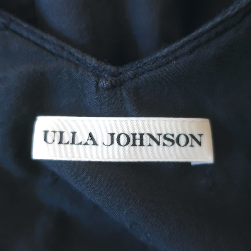 Ulla Johnson Ruffle Tank Top Navy Embroidered Cotton Size 0 Sleeveless Blouse