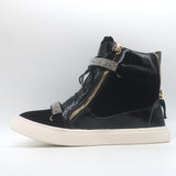 Giuseppe Zanotti Coby Crystal-Strap High Top Sneakers Black Suede Size 42 NEW