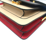 Marni Trunk Mini Tricolor Crossbody Bag Ecru/Black/Red Leather