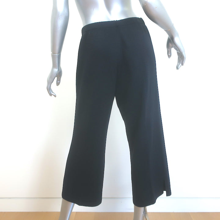 St. John Sport Wide Leg Cropped Drawstring Pants Black Santana Knit Size Small