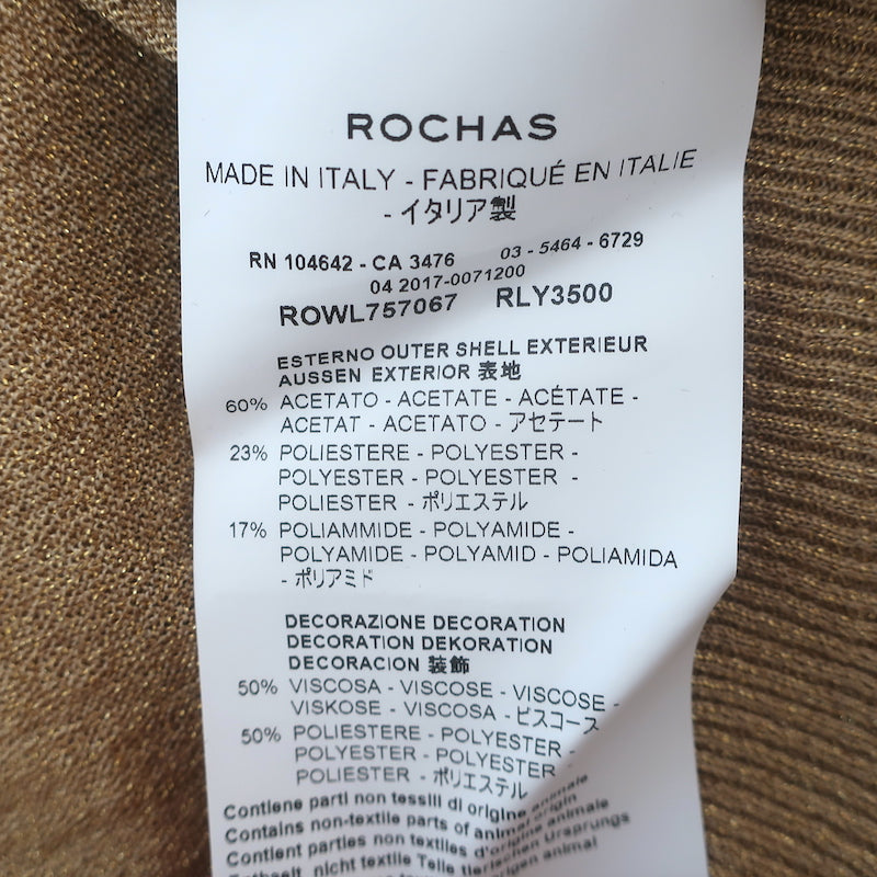 Rochas Metallic Knit Crewneck Sweater Gold Size 44