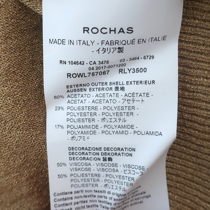 Rochas Metallic Knit Crewneck Sweater Gold Size 44