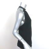 Gucci Racerback Tank Top Black Leather-Trim Silk Size 38 Sleeveless Blouse