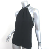 Gucci Racerback Tank Top Black Leather-Trim Silk Size 38 Sleeveless Blouse