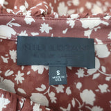 Nili Lotan Cecily Ruffled Bell Sleeve Blouse Rust Floral Print Silk Size Small