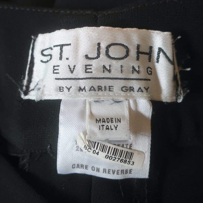 St. John Evening Crystal Buckle Pants Black Crepe Size 6