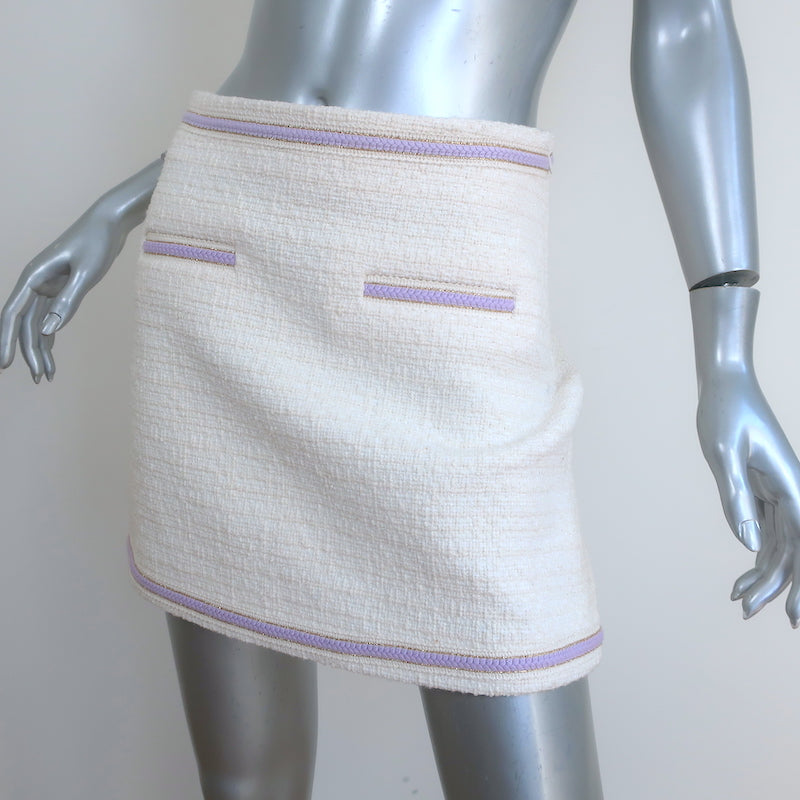 Maje Janessa Tweed Mini Skirt Ecru Cotton-Blend Size 36