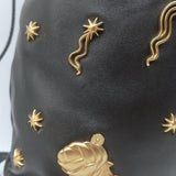 Prada Astrology Medium Crossbody Drawstring Bucket Bag Black Leather
