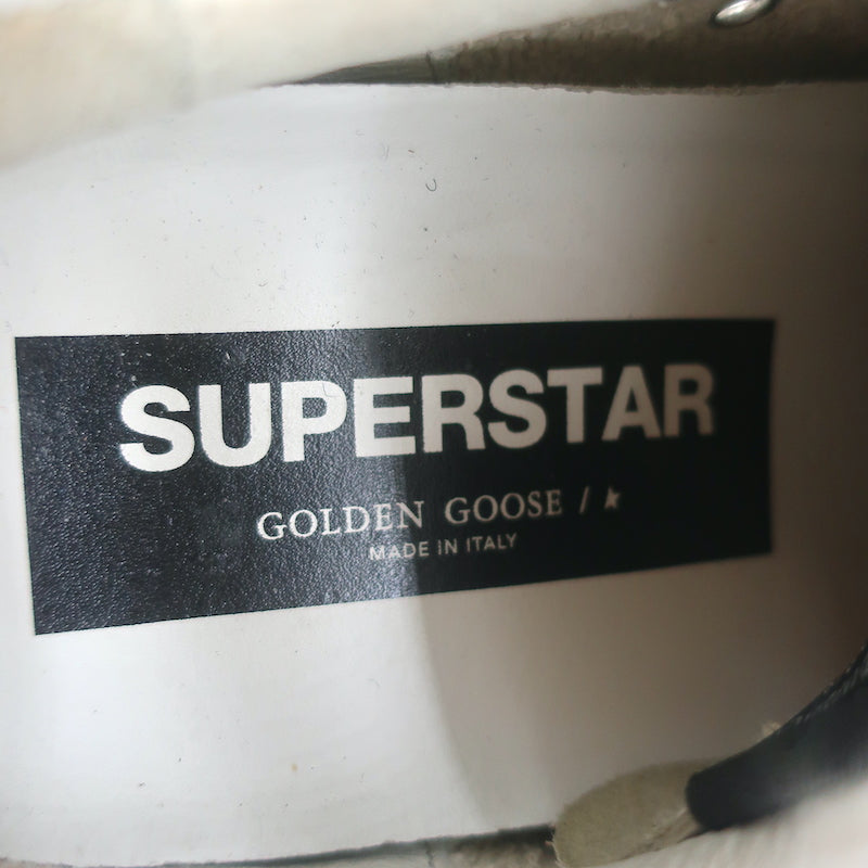 Golden Goose Superstar Jacquard Sneakers White Leather &amp; Blue Knit Size 39