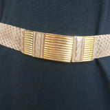 Judith Leiber Gold-Buckle Snakeskin Belt Taupe One Size