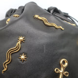Prada Astrology Medium Crossbody Drawstring Bucket Bag Black Leather