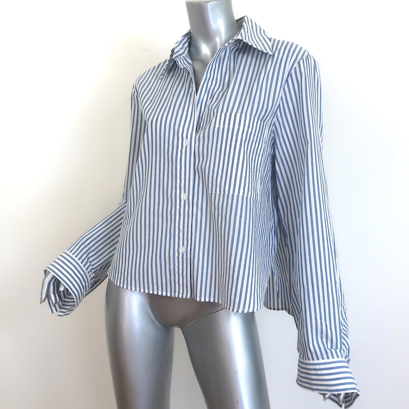 TWP Dude Striped Button Down Shirt White/Blue Size Extra Small/Small