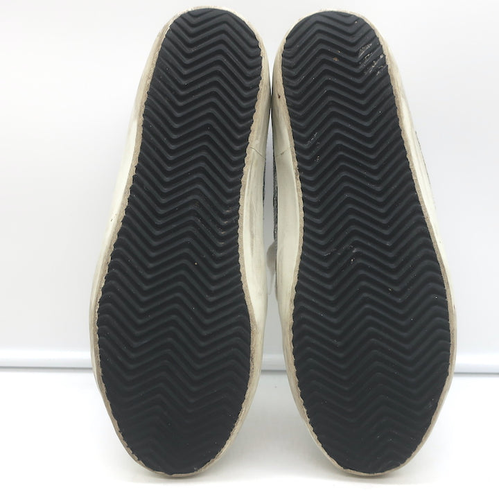 Golden Goose Superstar Jacquard Sneakers White Leather &amp; Blue Knit Size 39