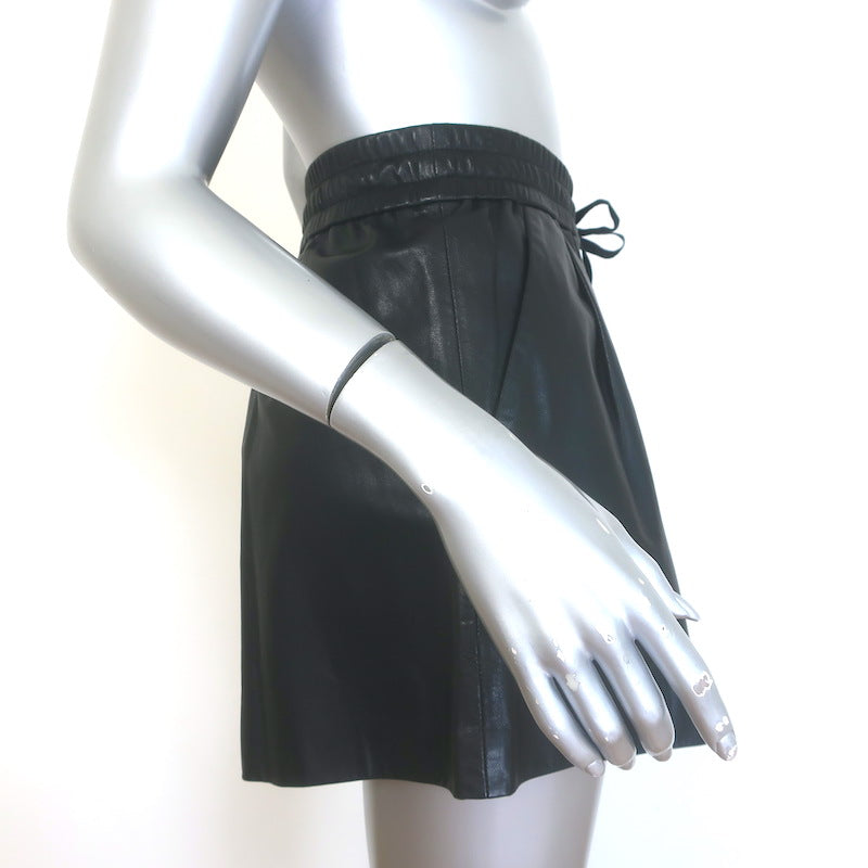 3.1 Phillip Lim Leather Elastic Waist Shorts Black Size 4 NEW
