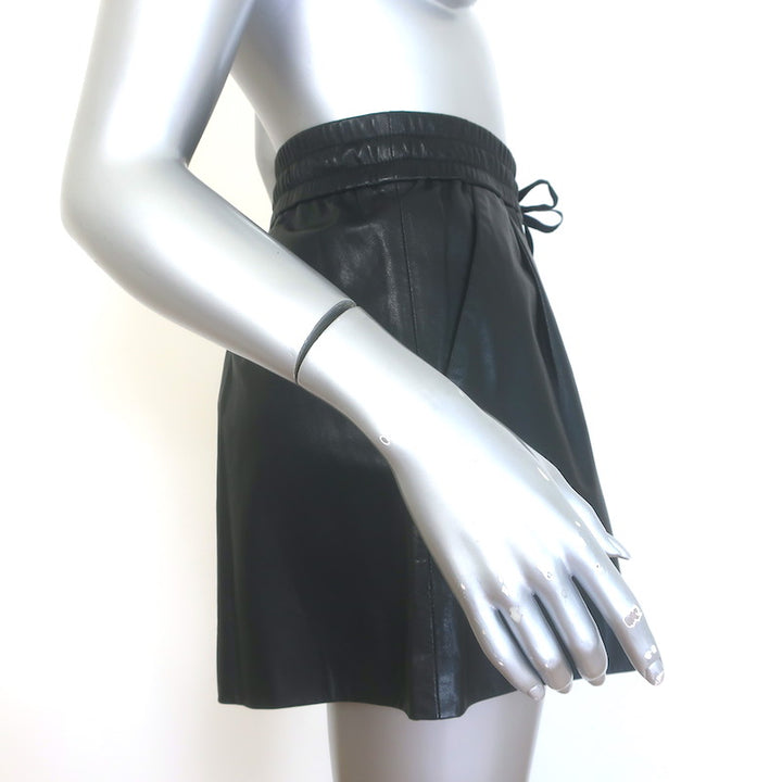 3.1 Phillip Lim Leather Elastic Waist Shorts Black Size 4 NEW