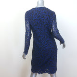 Elie Tahari Bellamy Long Sleeve Lace Dress Blue/Black Size 4 NEW