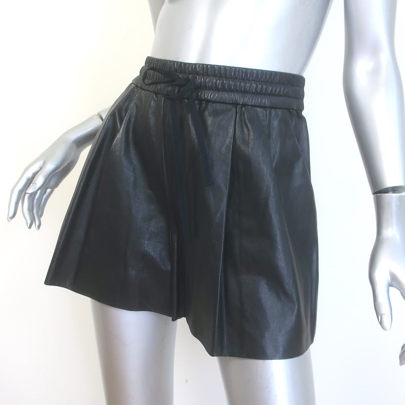 3.1 Phillip Lim Leather Elastic Waist Shorts Black Size 4 NEW