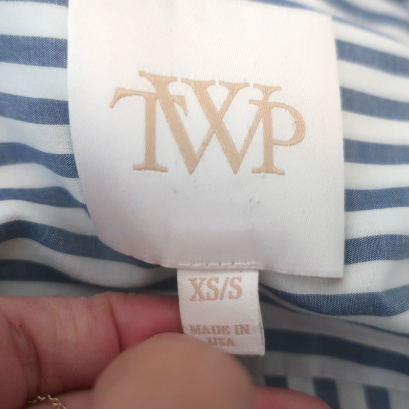 TWP Dude Striped Button Down Shirt White/Blue Size Extra Small/Small