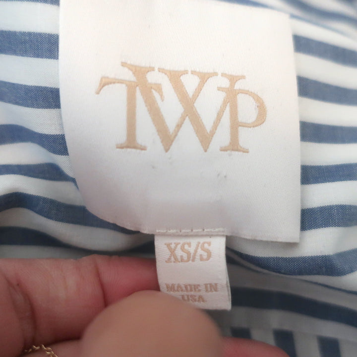 TWP Dude Striped Button Down Shirt White/Blue Size Extra Small/Small