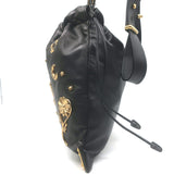 Prada Astrology Medium Crossbody Drawstring Bucket Bag Black Leather