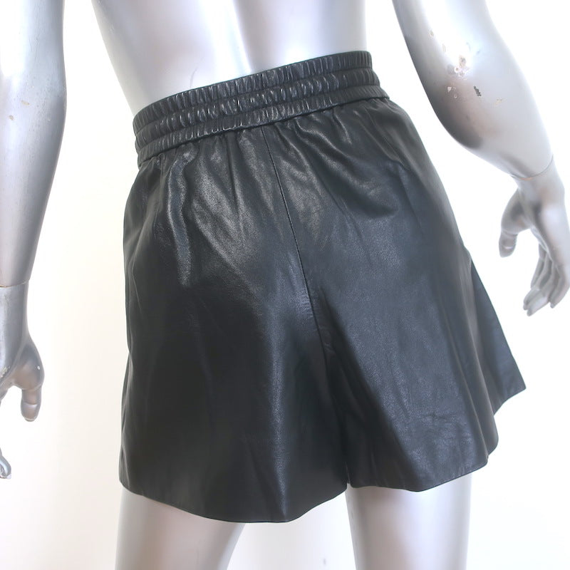 3.1 Phillip Lim Leather Elastic Waist Shorts Black Size 4 NEW