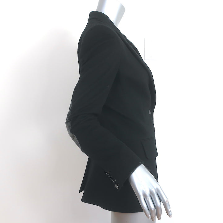 The Row Croc-Embossed Elbow Patch Blazer Black Size 4 Two-Button Jacket