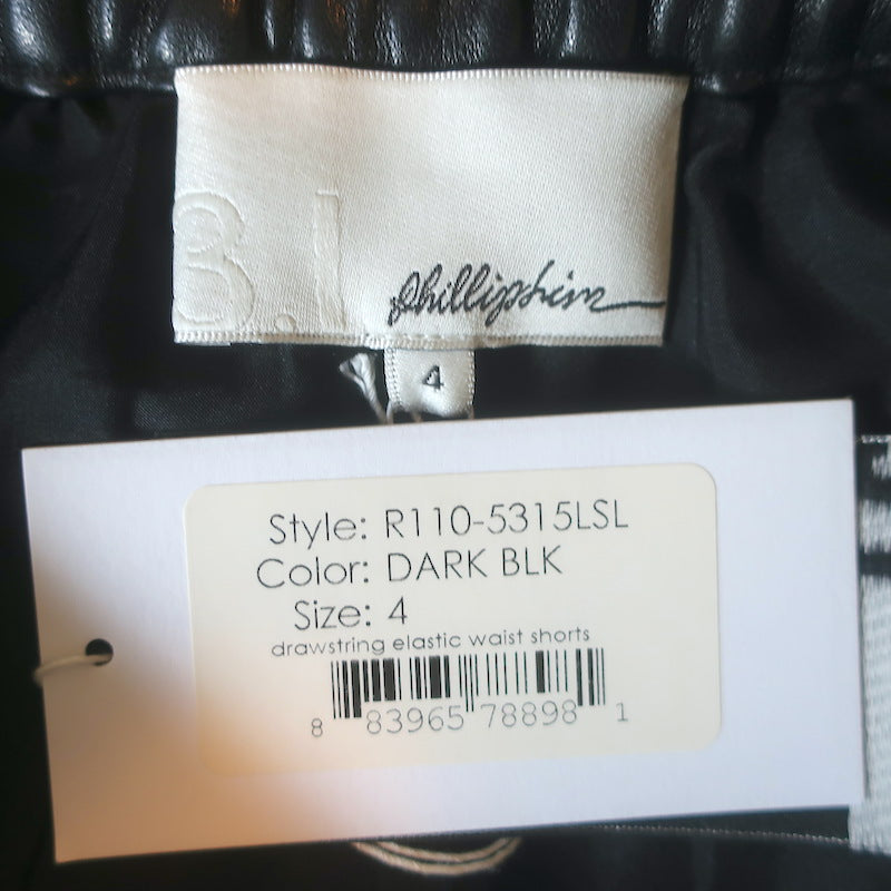 3.1 Phillip Lim Leather Elastic Waist Shorts Black Size 4 NEW